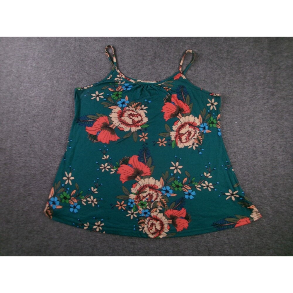 Cestyle Tank Top Women XL Green Beachy Causal Summer Resort Flowy